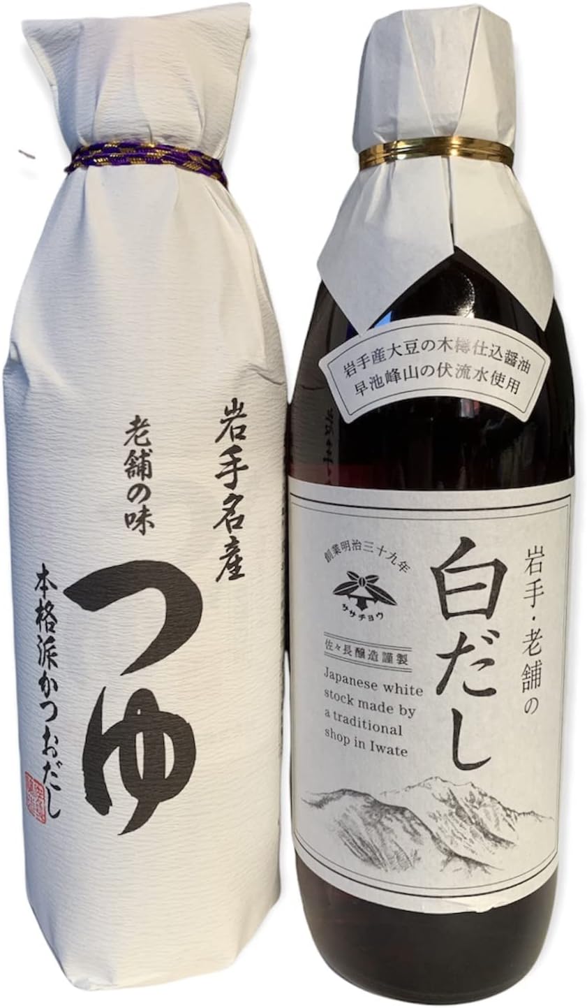 佐々長醸造 岩手名産 老舗の味 つゆ 500ml ・老舗の味白だし500ml 岩手のつゆ セット
